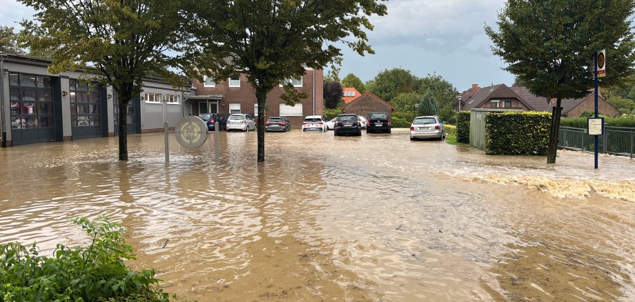 Vellern town centre under water